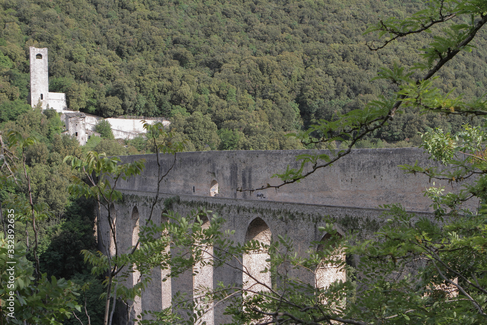 an old aqueduct in the wooded mountains