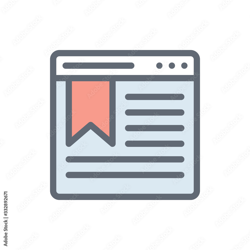 Bookmarking Vector Colour with Line Icon Illustration. Bookmarking Vector Colour with Line Icon Illustration.