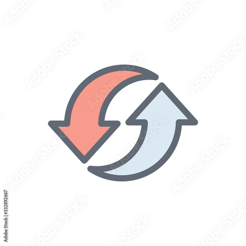 Free Download Synchronization Vector Colour with Line Icon Illustration. - GFXLoad