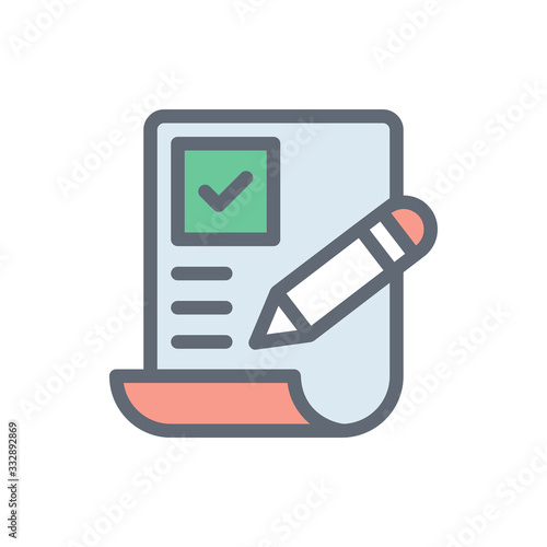 Checklist Vector Colour with Line Icon Illustration.