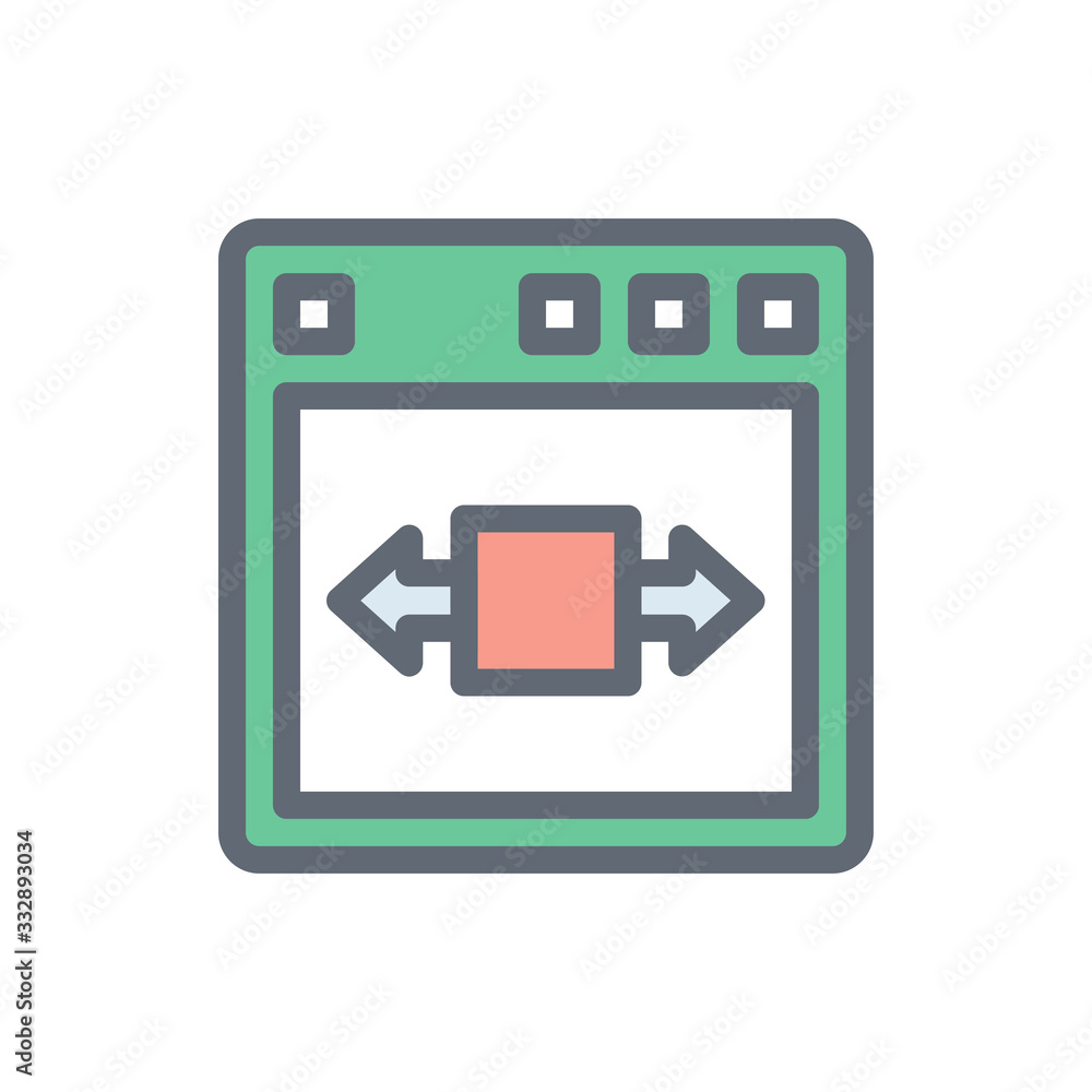 Window Width Vector Colour with Line Icon Illustration. Window Width Vector Colour with Line Icon Illustration.