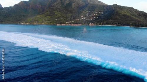 Wallpaper Mural Waves breaking in the beautiful coral reef in Moorea in French Polynesia. Torontodigital.ca