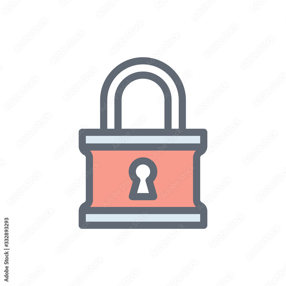Lock Vector Colour with Line Icon Illustration. Lock Vector Colour with Line Icon Illustration.