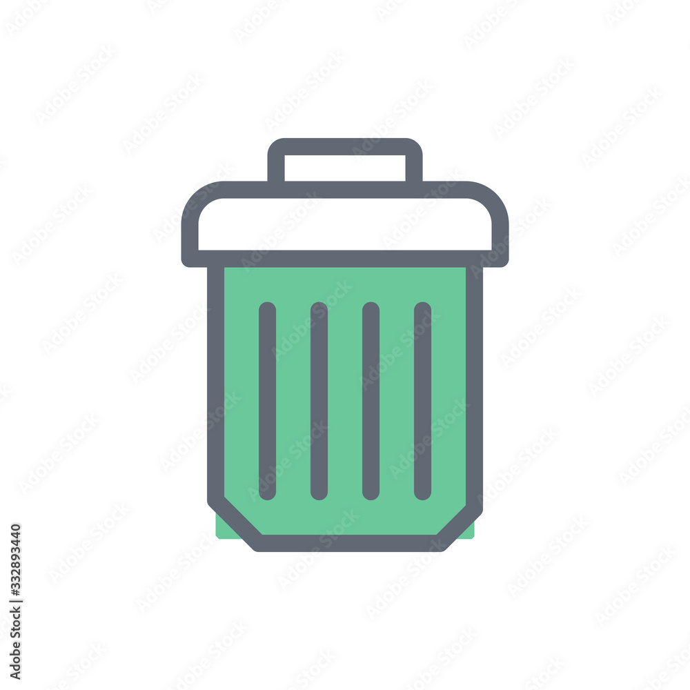 Dustbin Vector Colour with Line Icon Illustration. Dustbin Vector Colour with Line Icon Illustration.