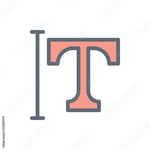 Text Tool Vector Colour with Line Icon Illustration.