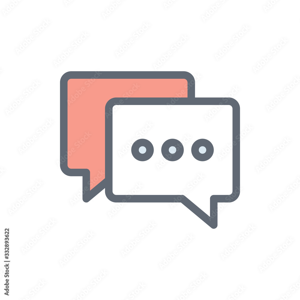 Speech Balloons Vector Colour with Line Icon Illustration. Speech Balloons Vector Colour with Line Icon Illustration.