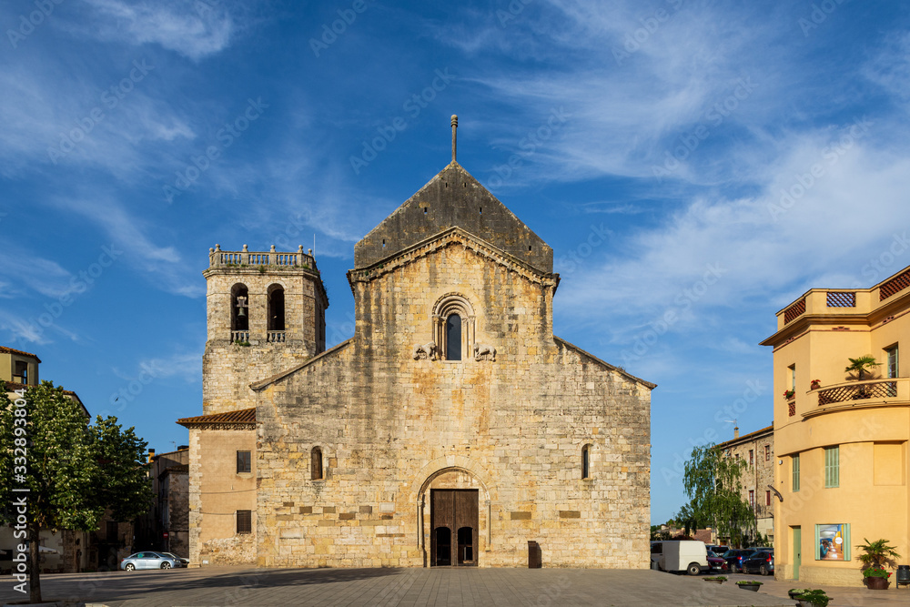Besalu medieval village, Catalonia, Spain.Besalu's main temple is St. Peter's Basilica of the 12th century...