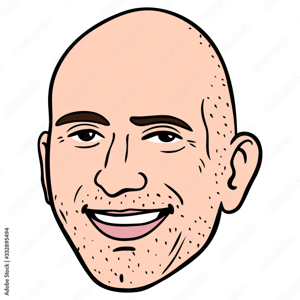 laughing man with three-day beard and bald. Businessman, avatar, fair-skinned, laughing, emotions. laughing man with three-day beard and bald. Businessman, avatar, fair-skinned, laughing, emotions.