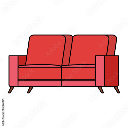 comfortable couch red color isolated icon vector illustration design