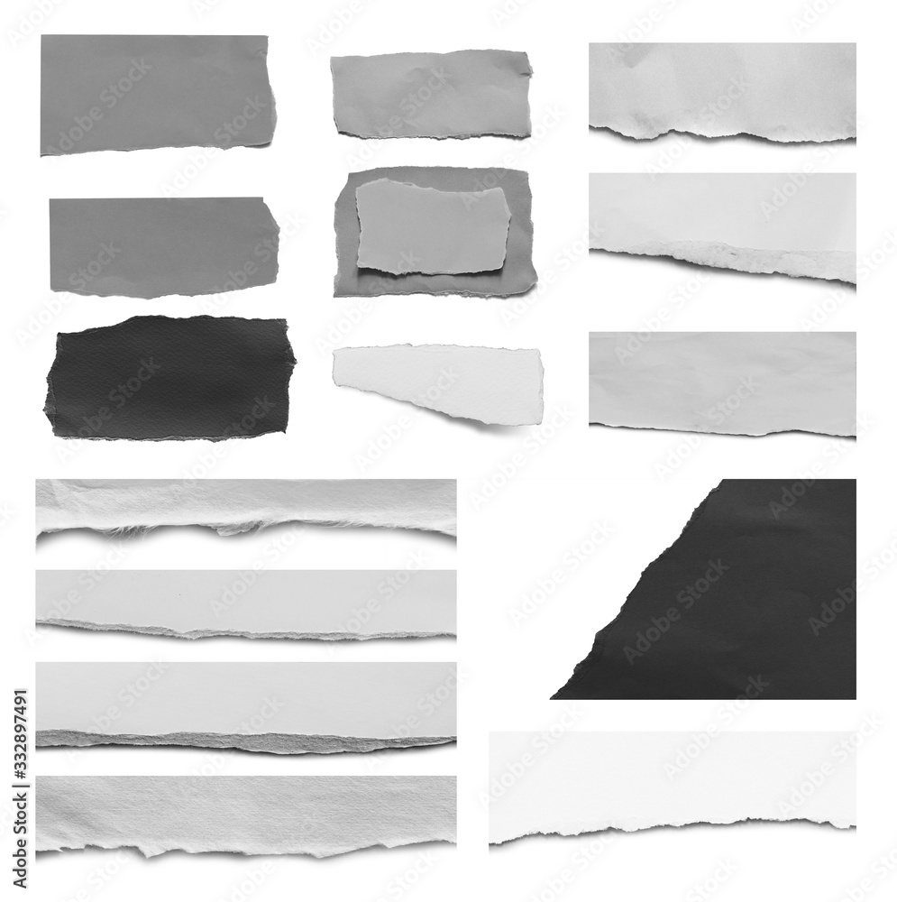 Collection of ripped paper isolated on white background with copy space for text Collection of ripped paper isolated on white background with copy space for text