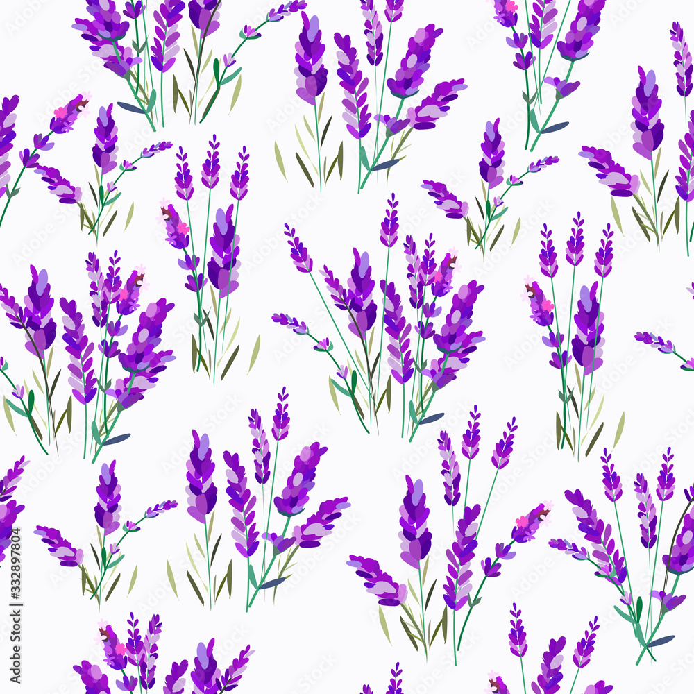 Fototapeta premium Pattern of lavender flowers on a white background