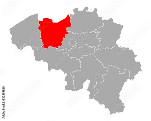 Karte von Ostflandern in Belgien