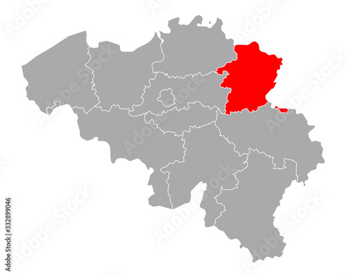 Karte von Limburg in Belgien
