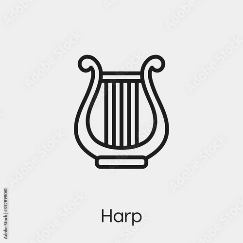 harp icon vector. Linear style sign for mobile concept and web design. harp symbol illustration. Pixel vector graphics - Vector.	