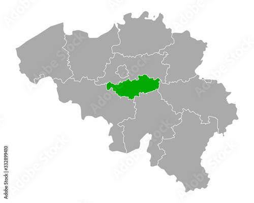 Karte von Wallonisch-Brabant in Belgien