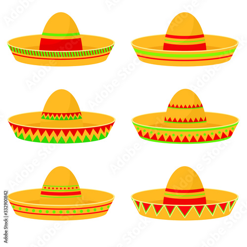 Mexican hat set vector design illustration isolated on white background