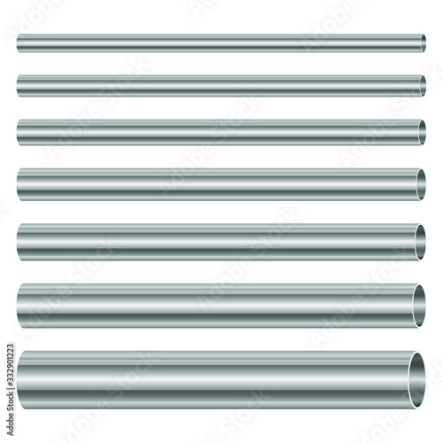 Steel pipes set vector design illustration isolated on white background