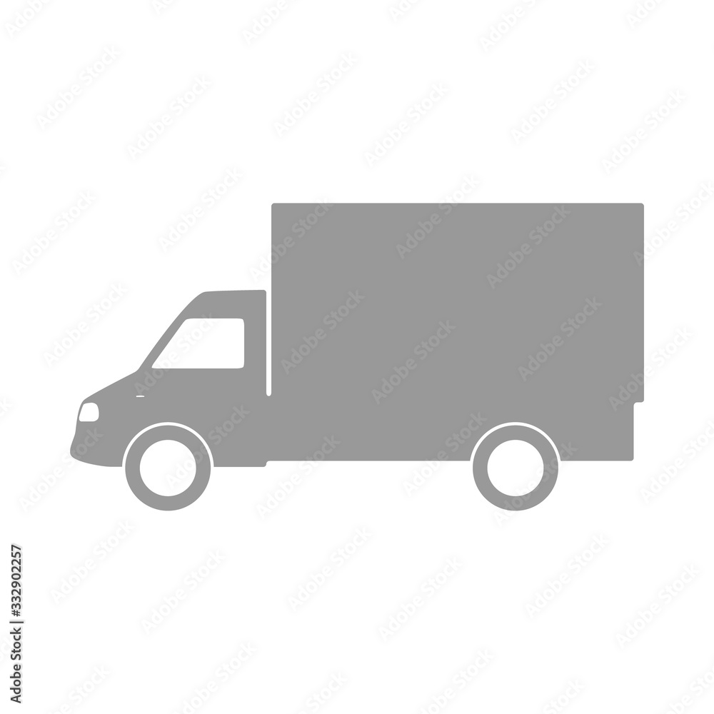 Truck icon in flat trendy style. Transport symbol vector illustration isolated on white. Automobile silhouette in grey color design Truck icon in flat trendy style. Transport symbol vector illustration isolated on white. Automobile silhouette in grey color design