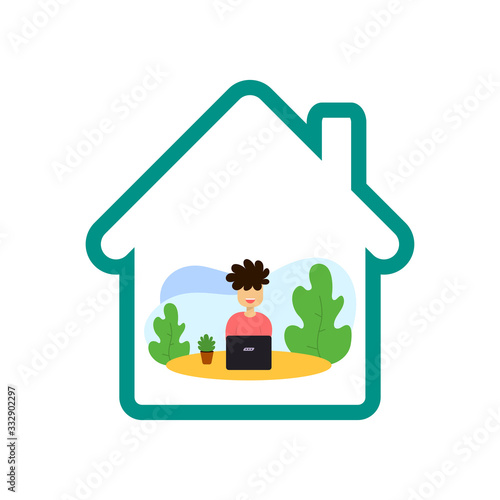Coronavirus quarantine concept. Illustration of staying at home and work at home. suitable for graphic resources, infographics, flyers, landing pages, banners, or printing