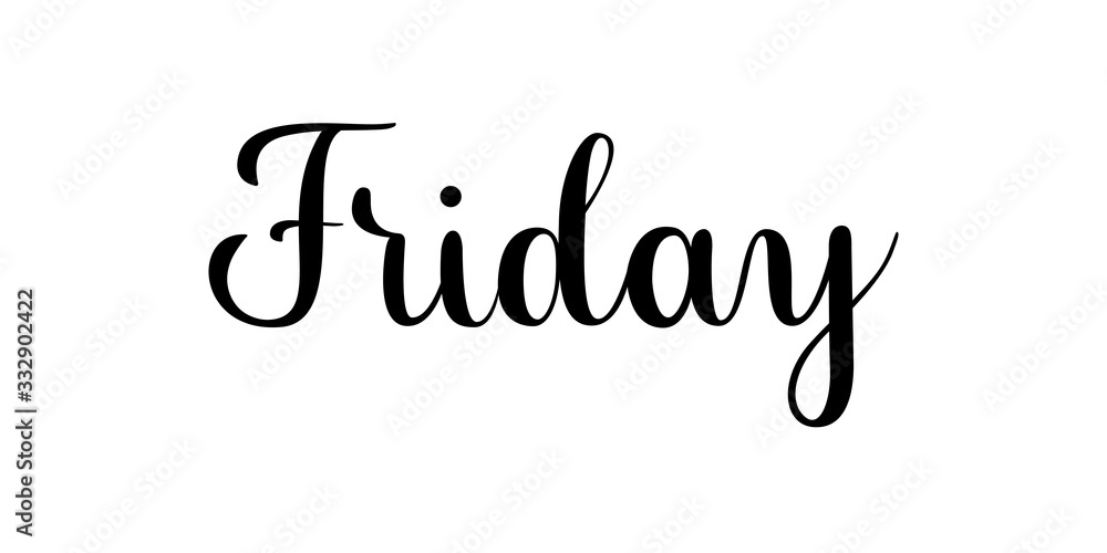 Handwritten Friday. Vector text element isolated on white background. Calligraphy style hand drawn inscription. Handwritten Friday. Vector text element isolated on white background. Calligraphy style hand drawn inscription.