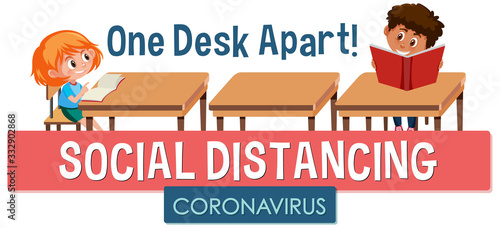 Coronavirus poster design with social distancing of people
