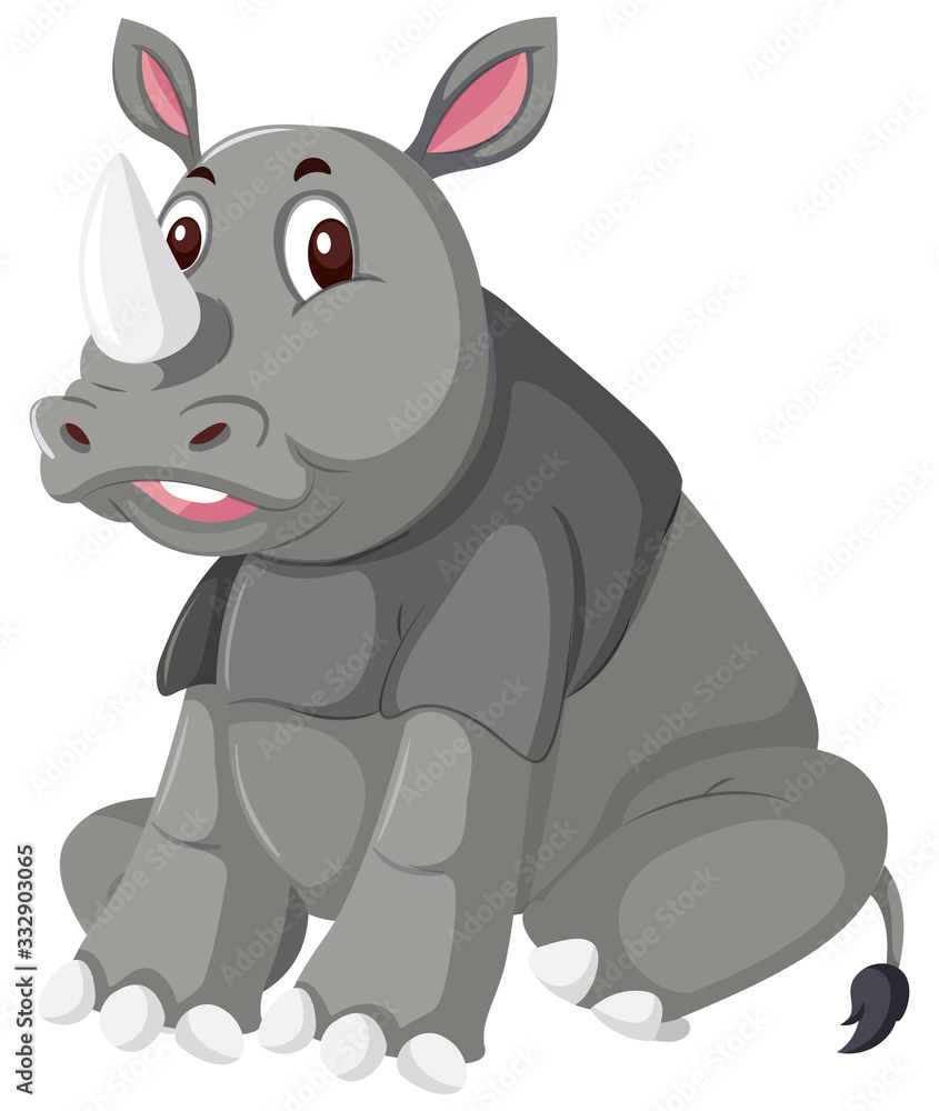 Cute rhino on white background Cute rhino on white background