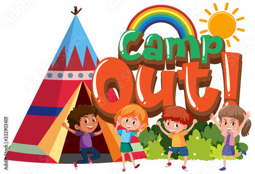 Font design for word camp out with kids in the park