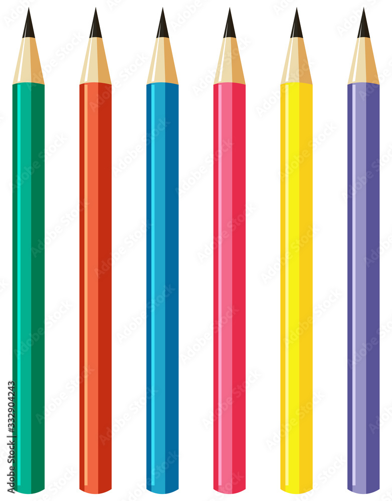 Set of pencils with different color sticks Set of pencils with different color sticks