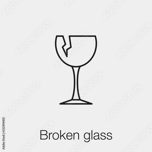 broken glass icon vector. Linear style sign for mobile concept and web design. broken glass symbol illustration. Pixel vector graphics - Vector.