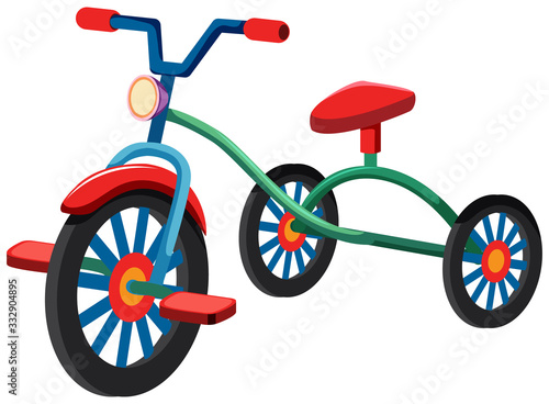 One tricycle on white background