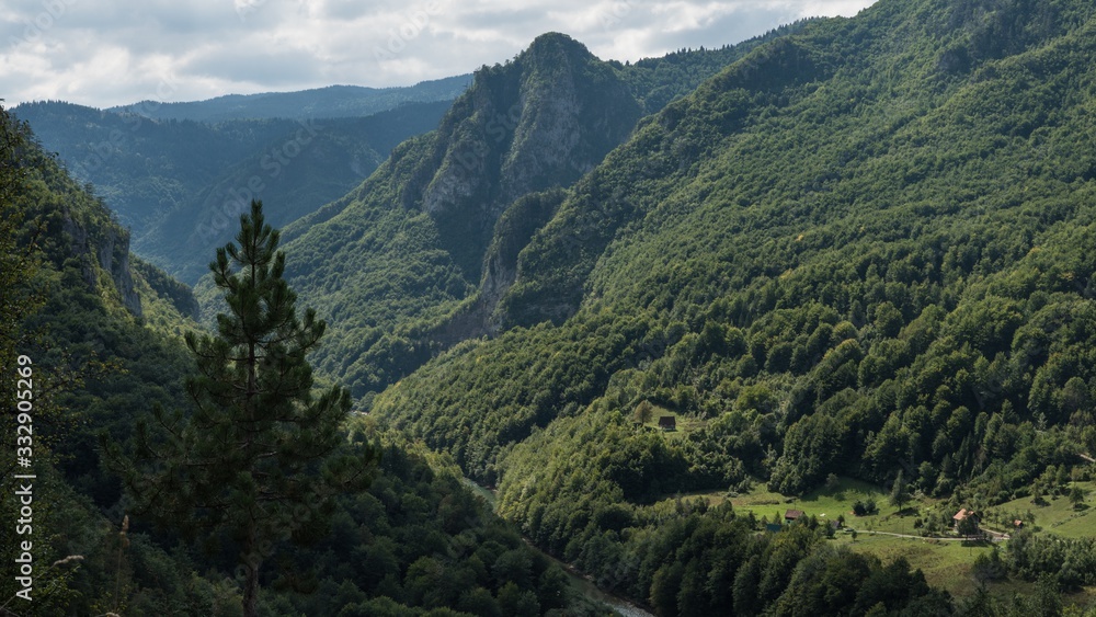 View of the Tara river canyon in Montenegro in September morning