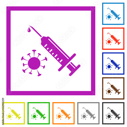 Antiviral injection flat framed icons