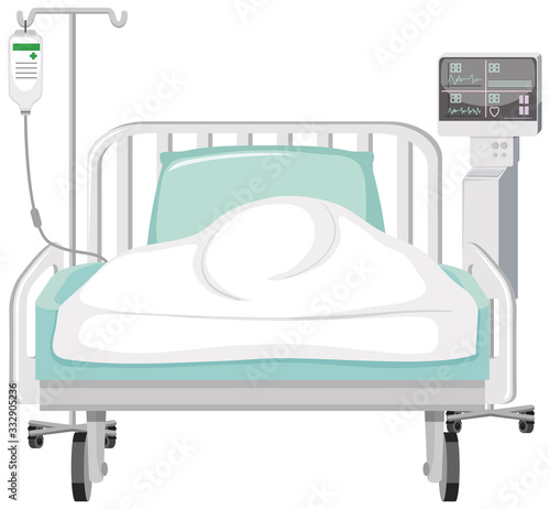 Hospital bed on white background