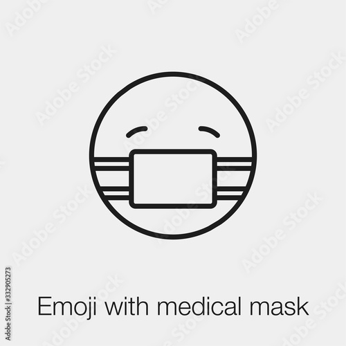 emoji with medical mask icon vector sign symbol