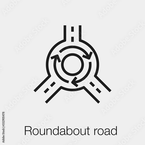 roundabout road icon vector. Linear style sign for mobile concept and web design. roundabout road symbol illustration. Pixel vector graphics - Vector.	 photo