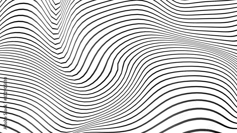 Black and white curve wave line abstract background.