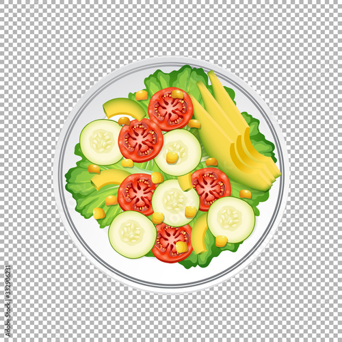 Bowl of green salad on transparent background