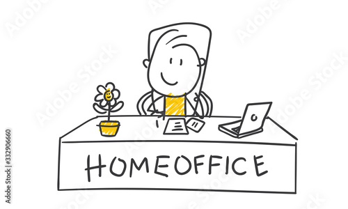 Strichfiguren / Strichmännchen: Homeoffice. (Nr. 461)	