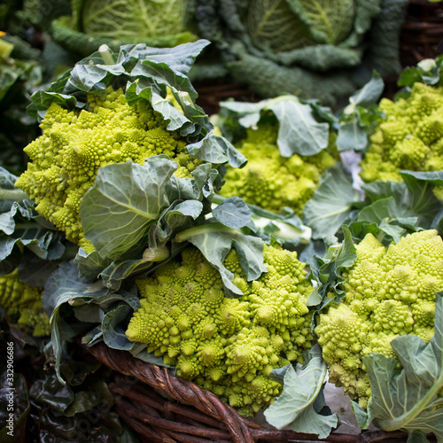 Romanesco broccoli cabbage for sale at farmers market