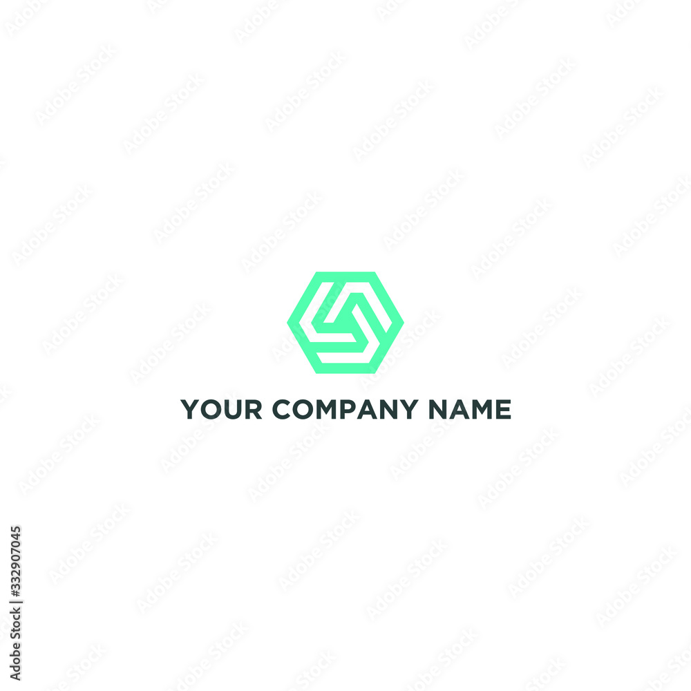 letter hexagon with cyan colors letter hexagon with cyan colors