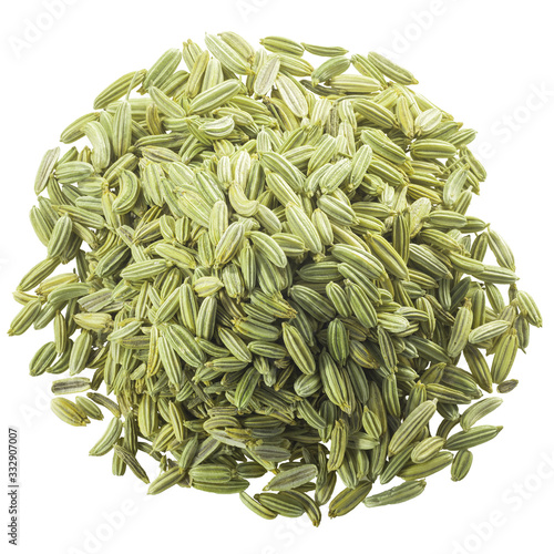 Dried fennel seeds pile, paths, top