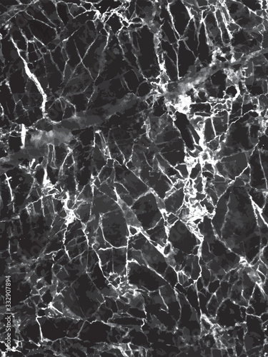 Black marble texture with white cracks vector background