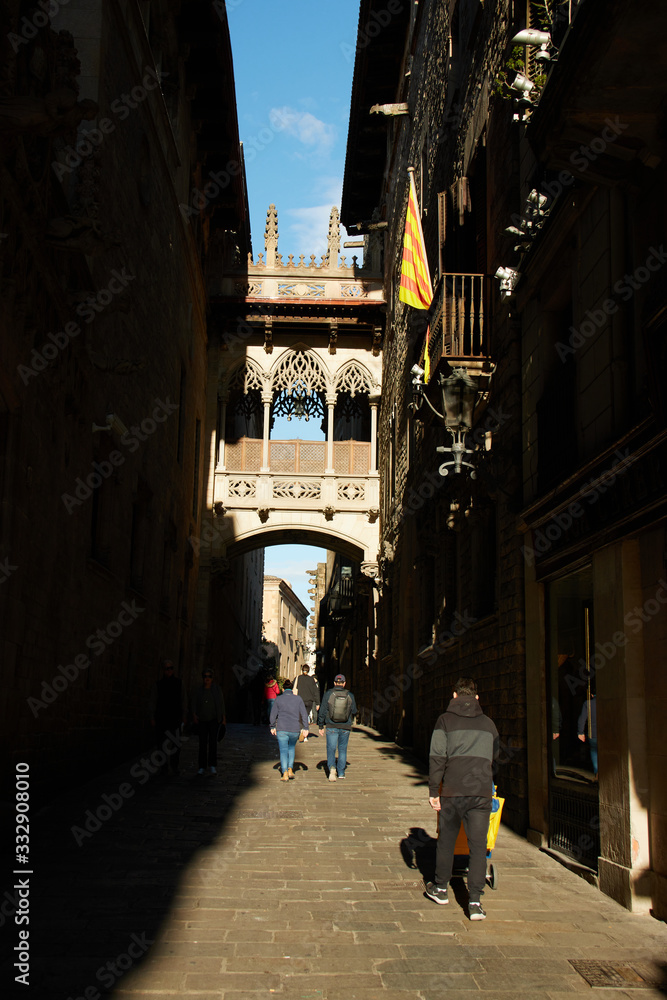 The Pont del Bisbe, or Bishop's bridge in Barcelona's Gothic Quarter