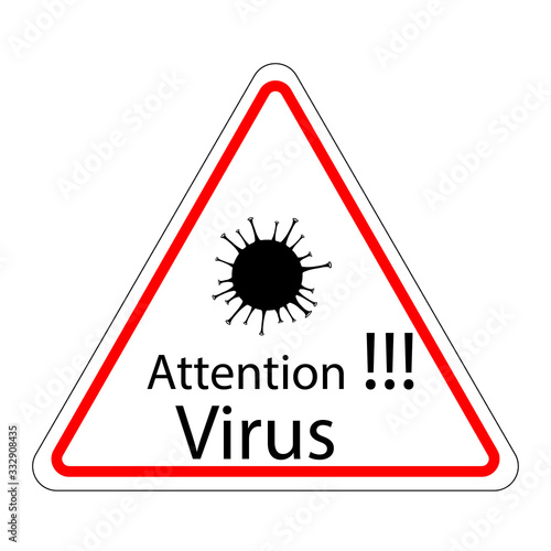 attention sign with the word Virus!