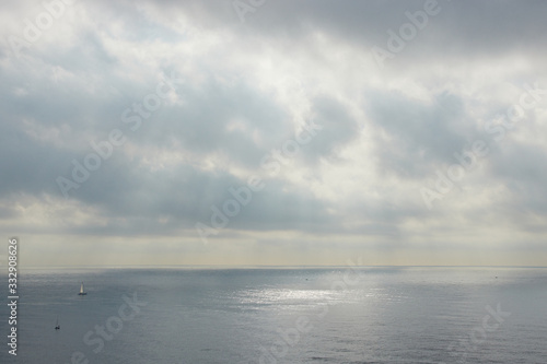 Morning on the beach of Barceloneta in Barcelona, Spain