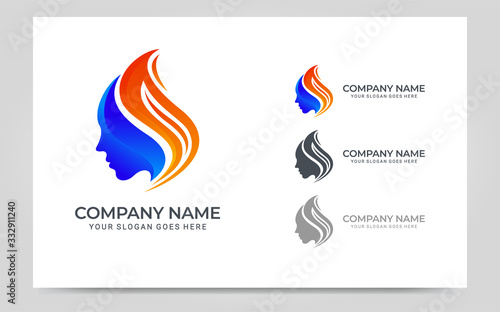 People abstract head logo.Modern human face graphic illustration.