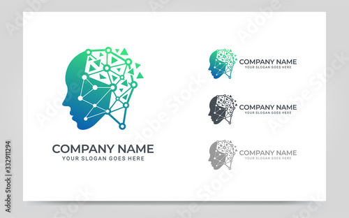 People abstract head logo.Modern human face graphic illustration.