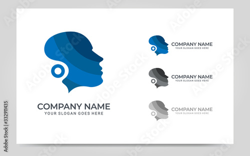 People abstract head logo.Modern human face graphic illustration.
