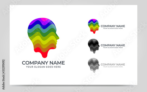 People abstract head logo.Modern human face graphic illustration.