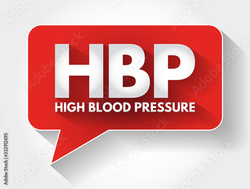 HBP - High Blood Pressure acronym message bubble, health concept background